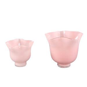 Macarena Light Pink Glass round storm lantern wavy 2