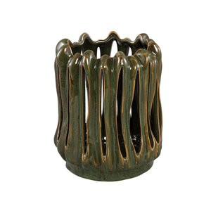 Luci Dark Green Ceramic Stormlight ribbed round L 1