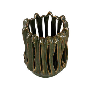 Luci Dark Green Ceramic Stormlight ribbed round L 3