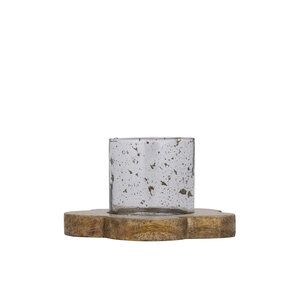Lailey Blumentisch aus braunem Holz mit Glas S