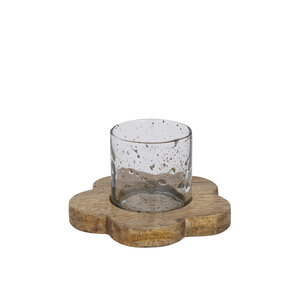 Lailey bloementafel van bruin hout met glas S 4