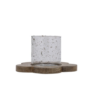 Lailey Table basse en bois brun avec verre M 1