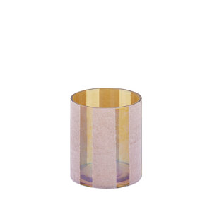 Jeyden Pink round glass hurricane lamp with flakes S 2
