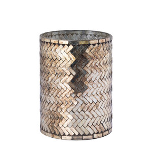 Jihan Copper Glass Round Storm Light Mosaic L 1