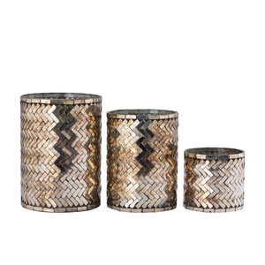 Jihan Copper Glass Round Storm Light Mosaic L 2