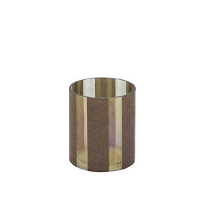Jeyden brown round glass storm lamp with flocking S 3