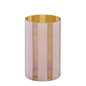 Jeyden Pink round glass storm lamp flocked L 2