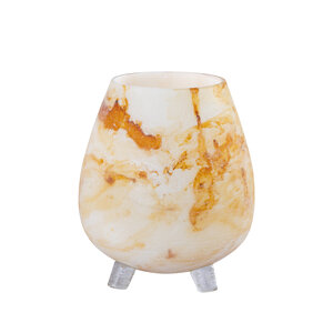 Jamillia yellow round glass hurricane lamp on feet L 1