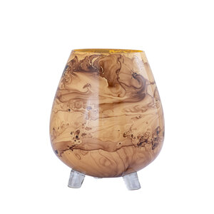 Jamillia brown round glass hurricane lantern on feet L 1
