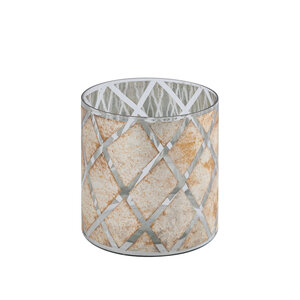 Farisa Silver Glass Round Storm Lamp Rhombic S 1