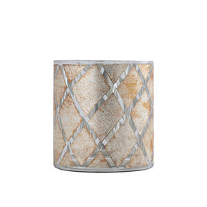 Farisa Silver Glass Round Storm Lamp Rhombic S 2