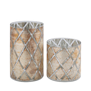 Farisa Silver Glass Round Storm Lamp Rhombic S 3
