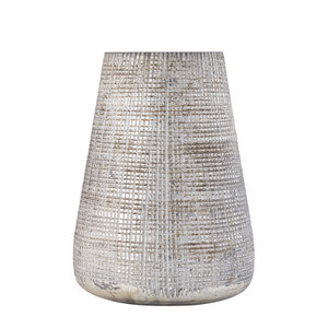 Damin Cream Glass Hurricane Lamp Pattern Round L 1