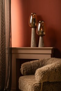 Berdand Beige floor cone made of glass with storm light and shine S 2