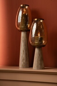 Berdand Beige floor cone made of glass with storm light and shine S 3