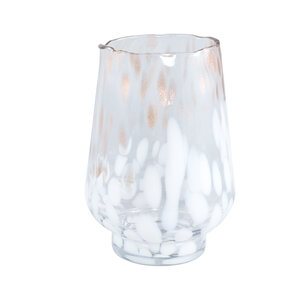 Angelina White golden dots glass hurricane lamp round L 1