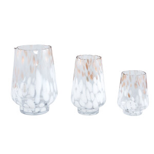 Angelina White golden dots glass hurricane lamp round L 2