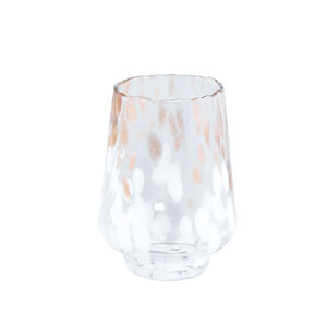 Angelina White golden dots glass storm lamp round S