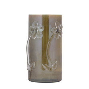 Allya Green runde Glas-Sturmlampe Blume L hoch