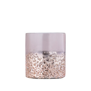 Suzal Pink verre bougie chauffe-plat demi-perles 1