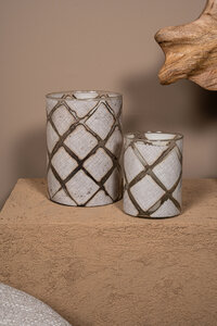 Ajeya White Glass Stormlight Diamond Linen Look L 2