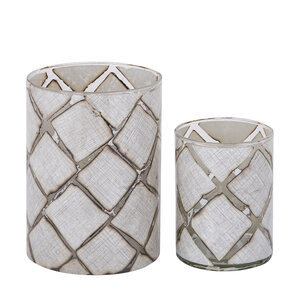 Ajeya White Glass Stormlight Diamond Linen Look L 3