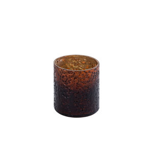 Saida braunes Glas Teelicht mit Perlen und dunklem Boden