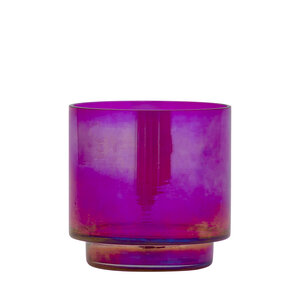 Marabel purple round glass tealight holder with glossy finish 1