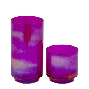 Marabel purple round glass tealight holder with glossy finish 2