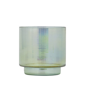 Marabel Green round glass tealight holder with lustre effect 1