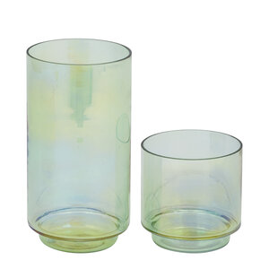 Marabel Green round glass tealight holder with lustre effect 3