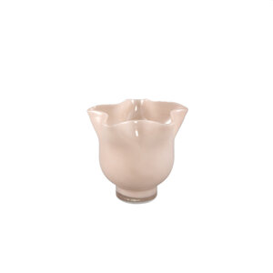 Macarena brown glass round tealight wavy 1