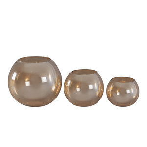 Lenore Gold glossy glass round tealight in turquoise 3