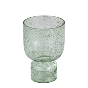 Laurynn tealight holder made of glass in green stone look L 2