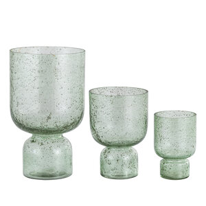 Laurynn glass tealight with green stone-look on base S 3