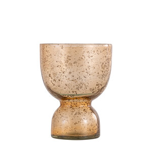 Laurynn tealight holder made of glass in brown stone look on base S 1