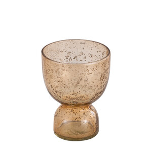 Laurynn tealight holder made of glass in brown stone look on base S 3