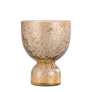 Laurynn tealight holder made of glass in brown stone-look, size L 1