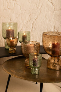 Laurynn tealight holder made of glass in brown stone-look, size L 5