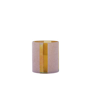 Jeyden pinkes rundes Glas mit Teelicht-Beflockung