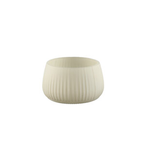 Giulianna Green sprayed glass tealight holder ribbed low 1