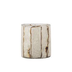 Danya Creme Glas rund Teelicht Papier Mosaik L 1
