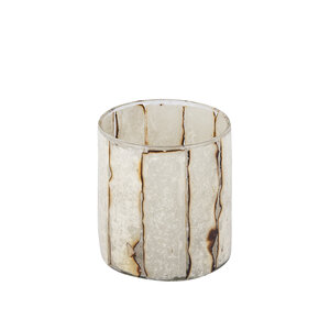 Danya Creme Glas rund Teelicht Papier Mosaik L 5