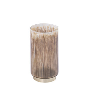 Allie Brown glass storm light round metal gold baseS 1