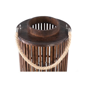 Zafria brown round bamboo lantern with glass L 3