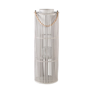 Zafria Cream lanterne ronde en bambou avec verre L 1