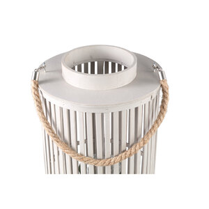 Zafria Cream lanterne ronde en bambou avec verre L 2
