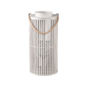 Zafria Cream round bamboo lantern with glass S