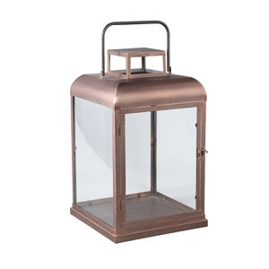 Vitoria Copper rectangular iron lantern with glass L 1