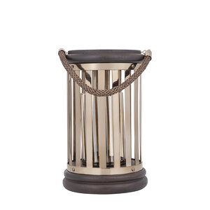 Sjorsh BraunGold Mango-Holz Edelstahl Laterne L